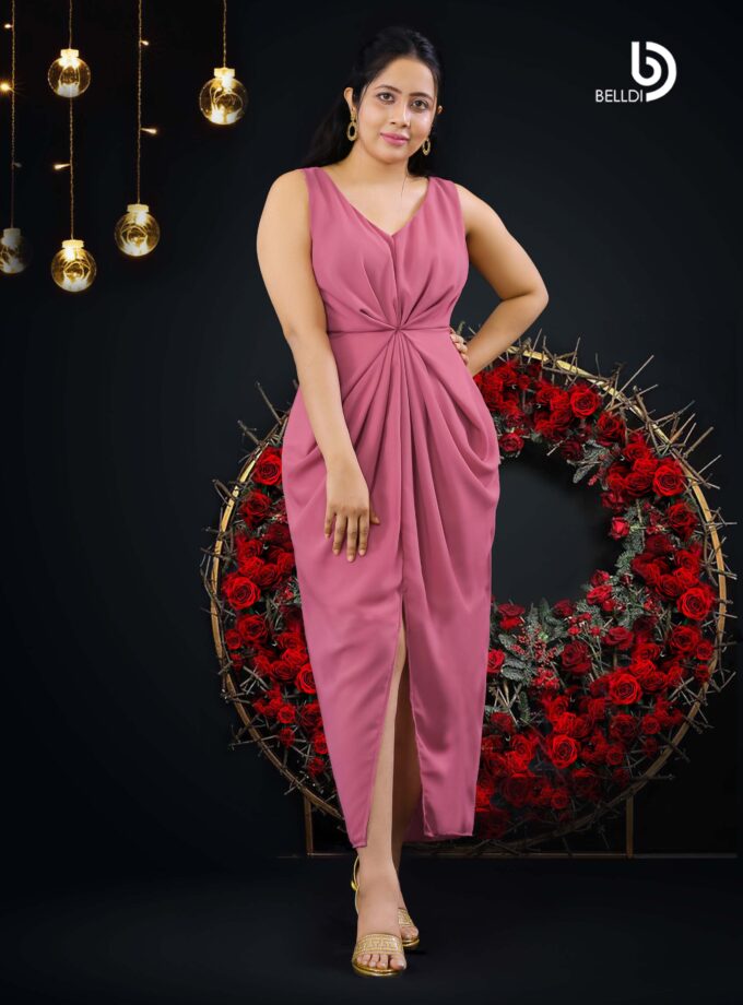 FRONT SPLIT SLEEVELESS LONG DRESS