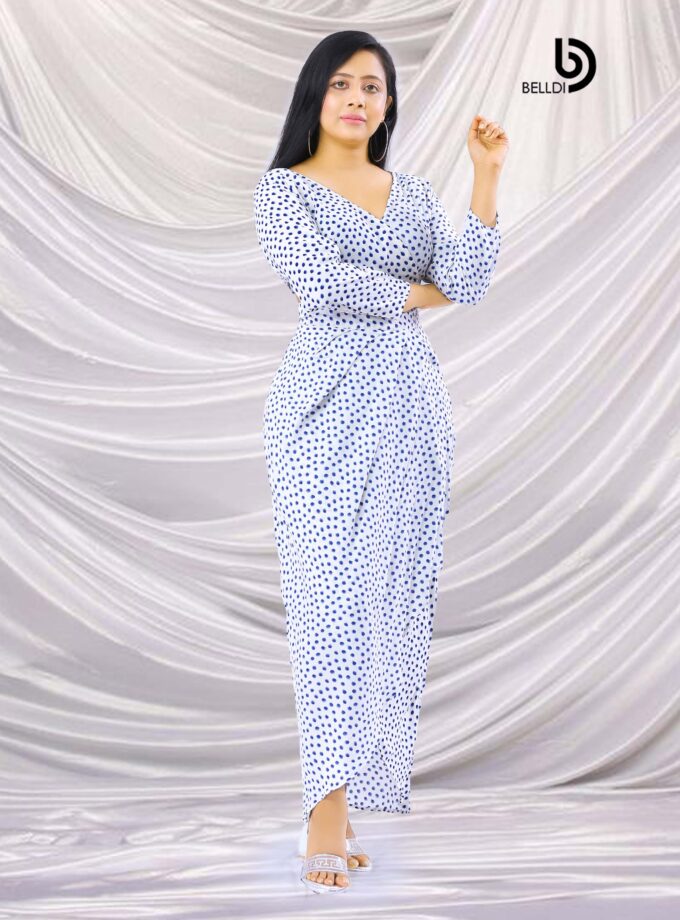 CROSS NECK LONG SLEEVE TOP AND HIGH WAIST SKIRT