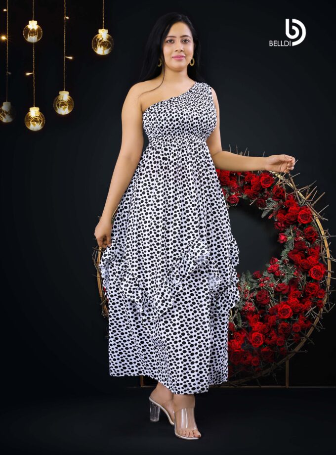 ONE SHOULDER SMOCKED LONG DRESS