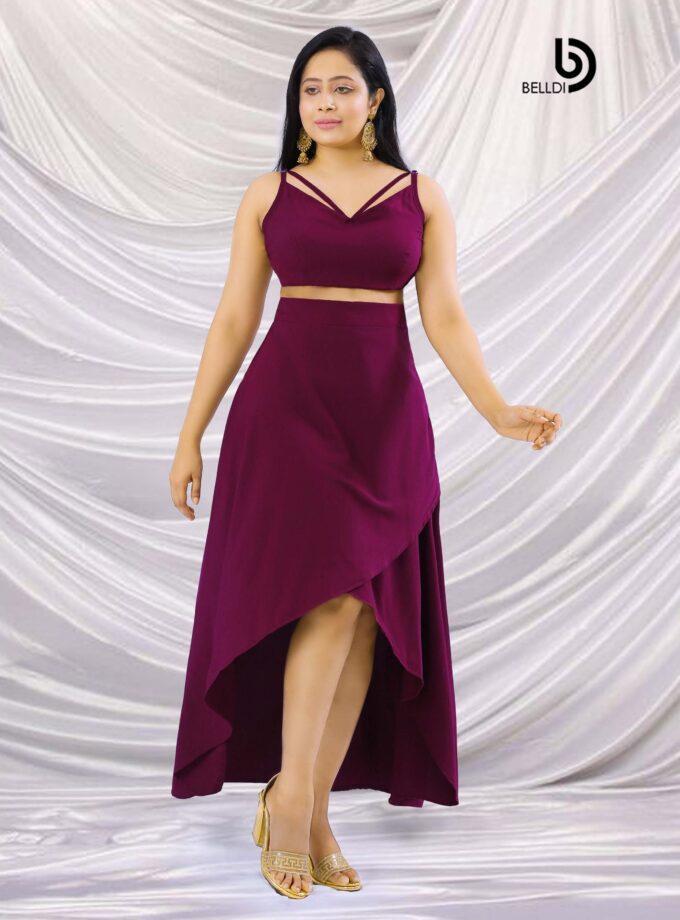 V NECK SPAGHETTI STRAP TOP AND HIGH WAIST SKIRT