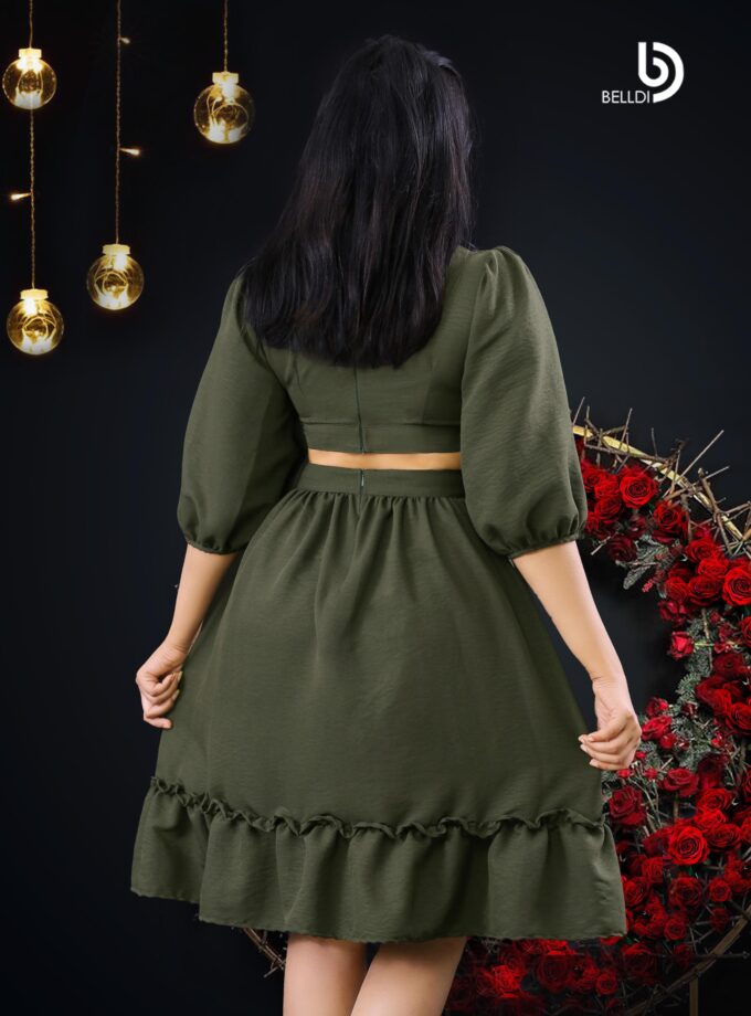 BISHOP SLEEVE V-NECK SHORT FROCK