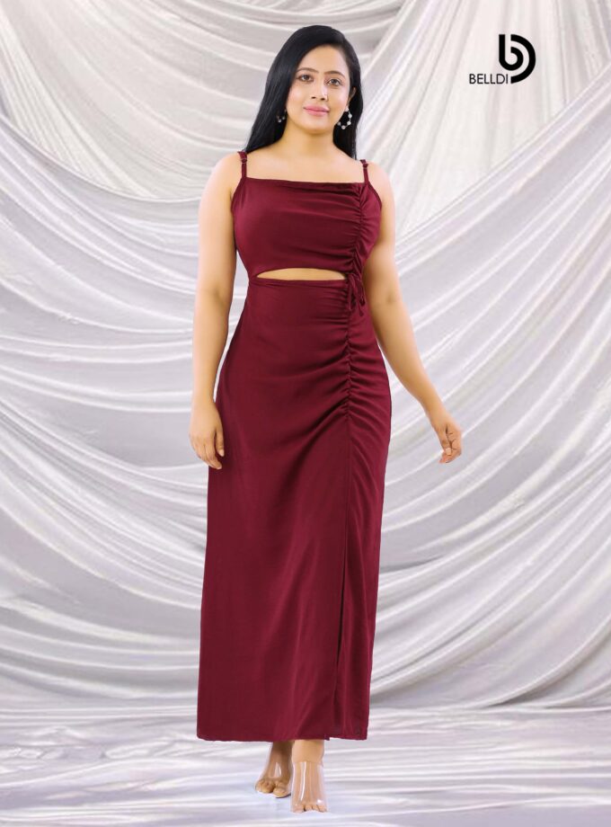 SIDE SPLIT SPAGHETTI STRAP LONG DRESS