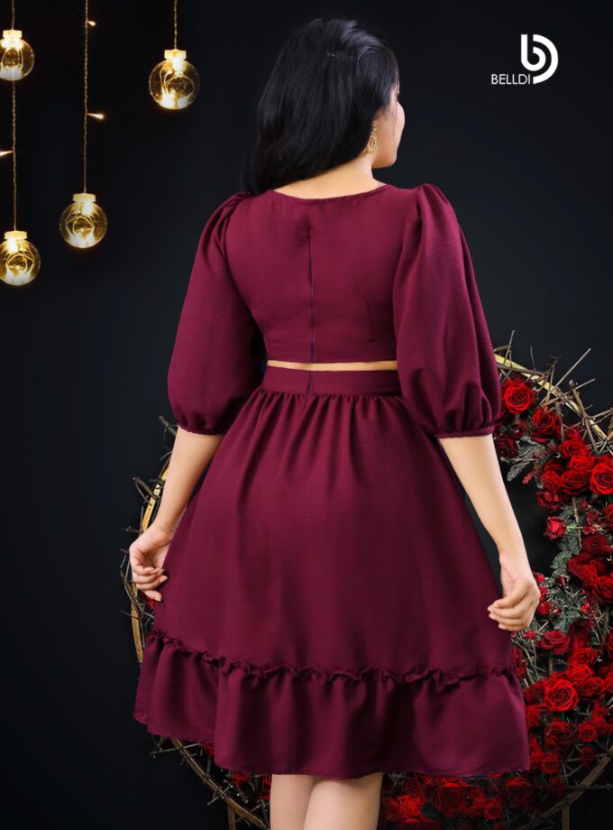 BISHOP SLEEVE V-NECK SHORT FROCK