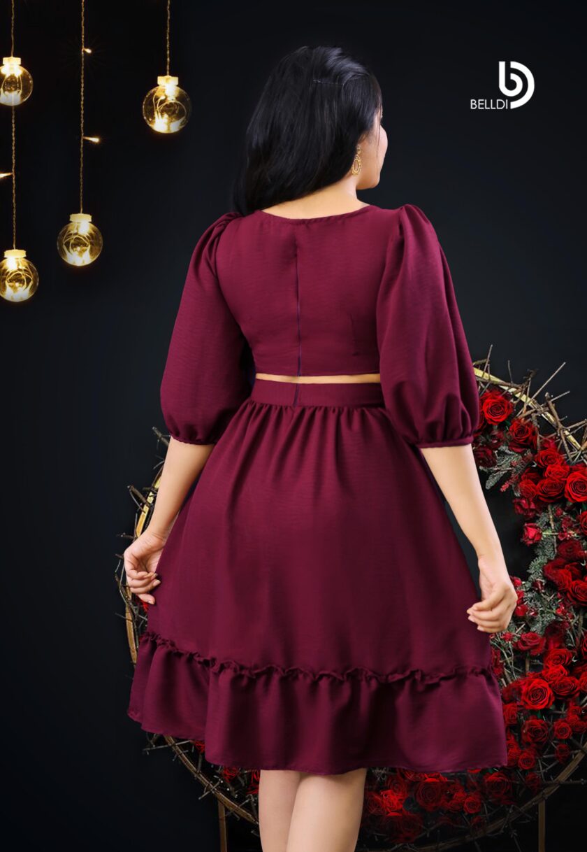 BISHOP SLEEVE V-NECK SHORT FROCK - Image 2