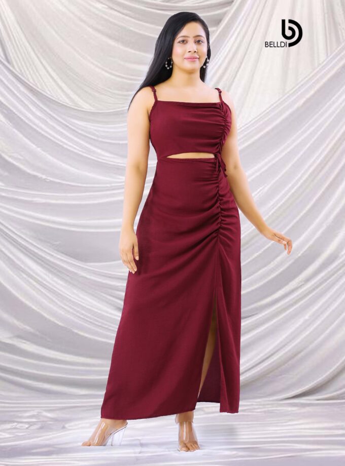 SIDE SPLIT SPAGHETTI STRAP LONG DRESS