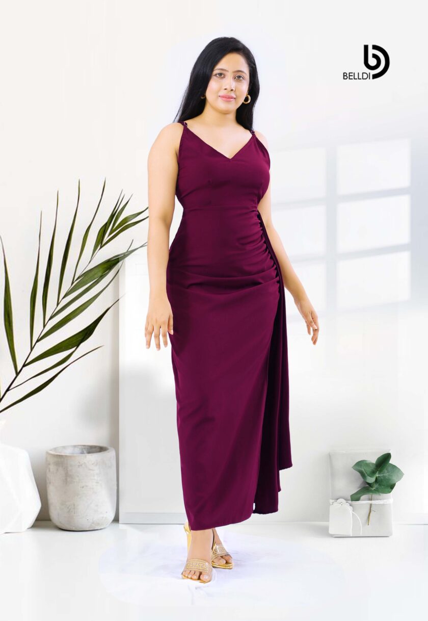 SIDE SPLIT SPAGHETTI STRAP V-NECK LONG DRESS - Image 2