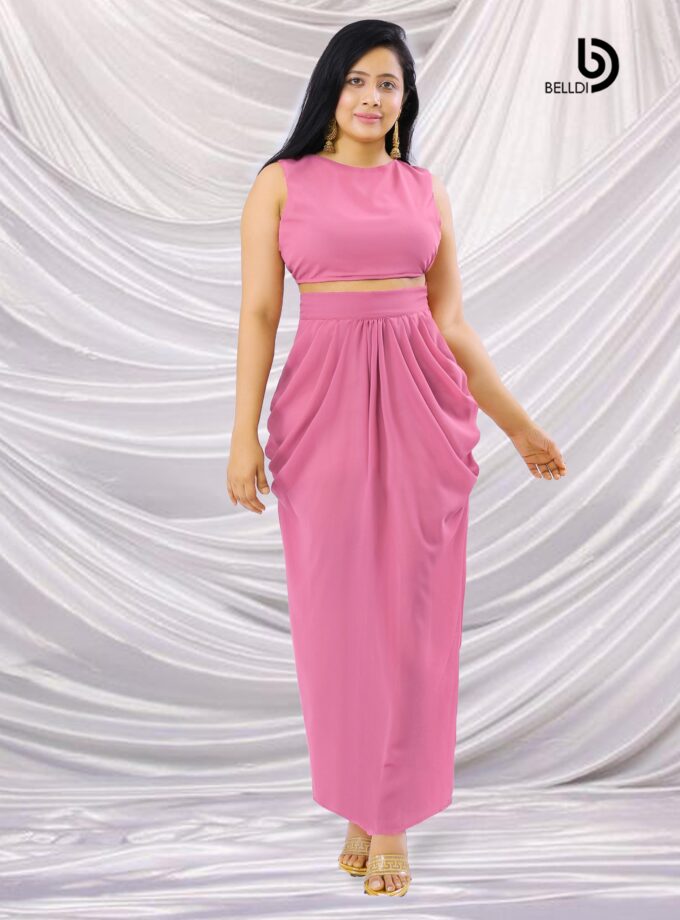 SLEEVELESS JEWEL NECK TOP AND HIGH WAIST SKIRT