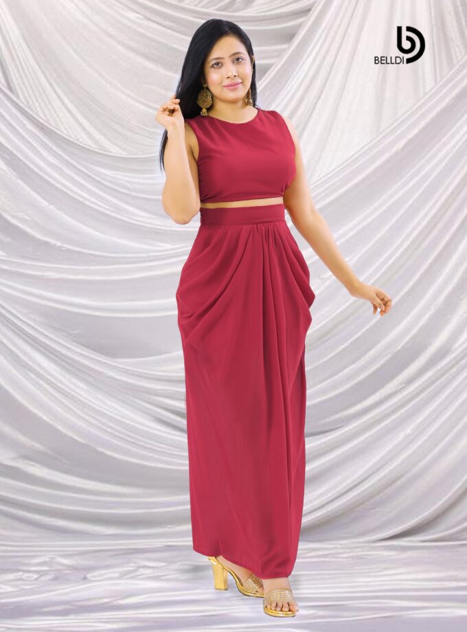 SLEEVELESS JEWEL NECK TOP AND HIGH WAIST SKIRT