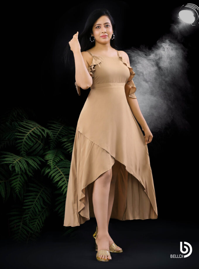 COLD SHOULDER HIGH LOW DRESS