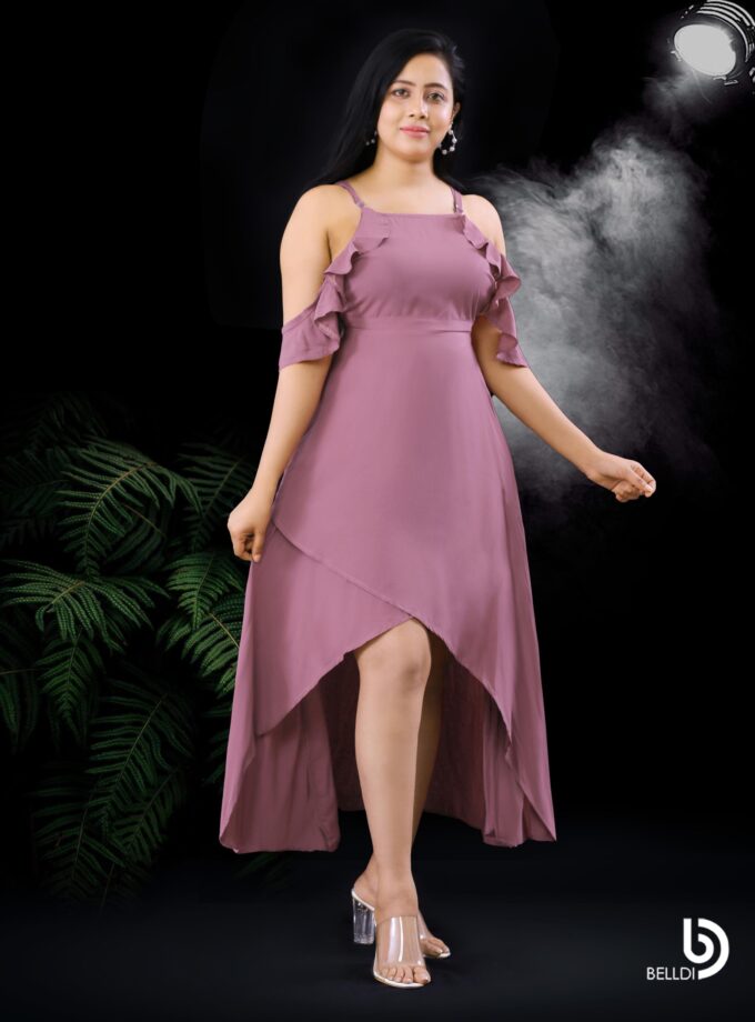 COLD SHOULDER HIGH LOW DRESS