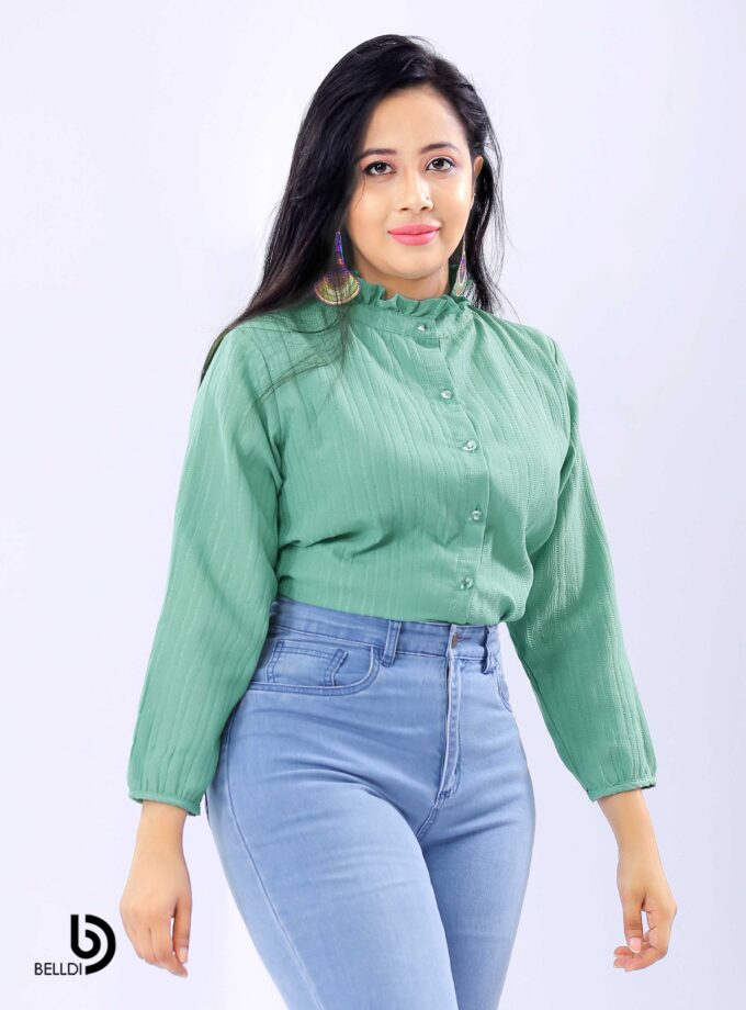HIGH NECK LONG SLEEVE BLOUSE