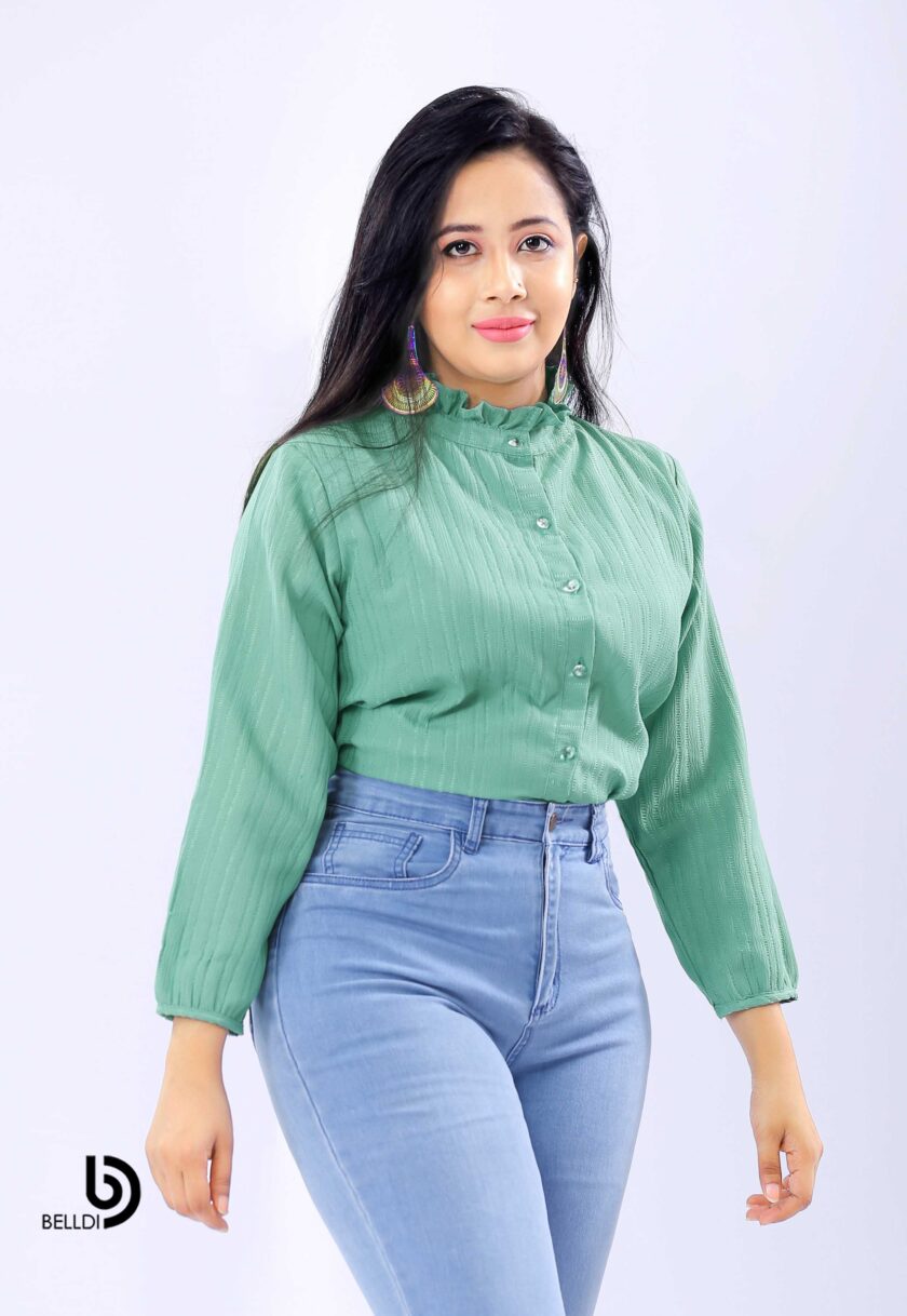HIGH NECK LONG SLEEVE BLOUSE - Image 2