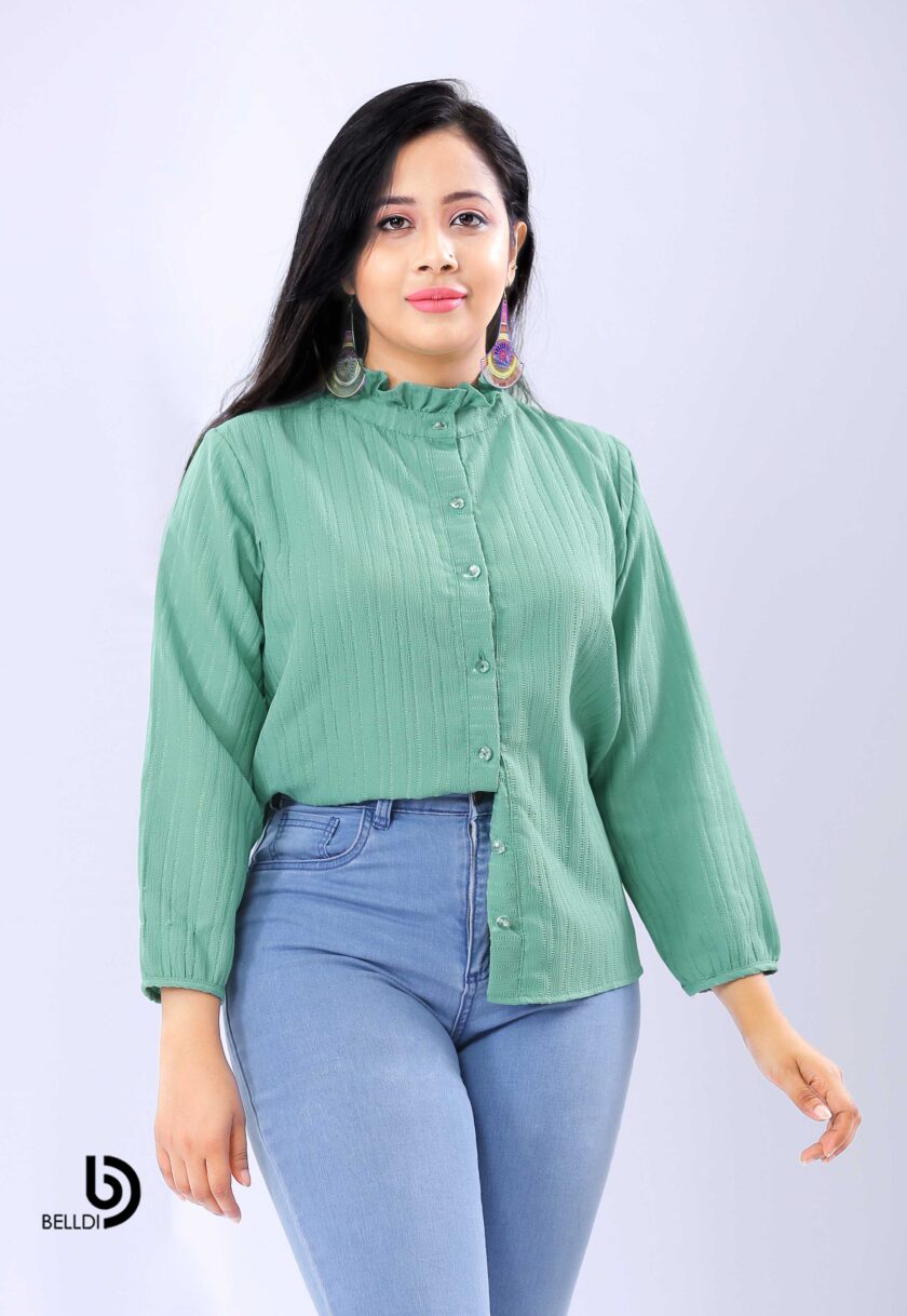 HIGH NECK LONG SLEEVE BLOUSE
