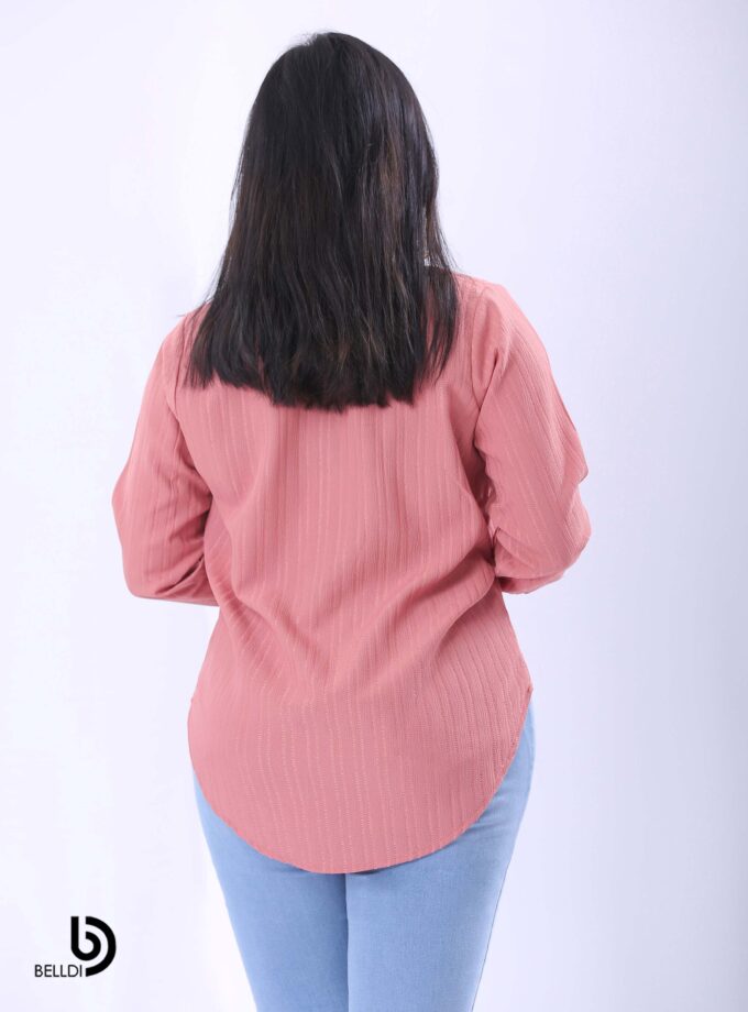 HIGH NECK LONG SLEEVE PINK BLOUSE
