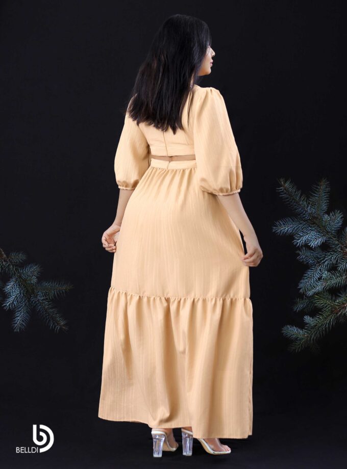 BISHOP SLEEVE V-NECK LONG FROCK