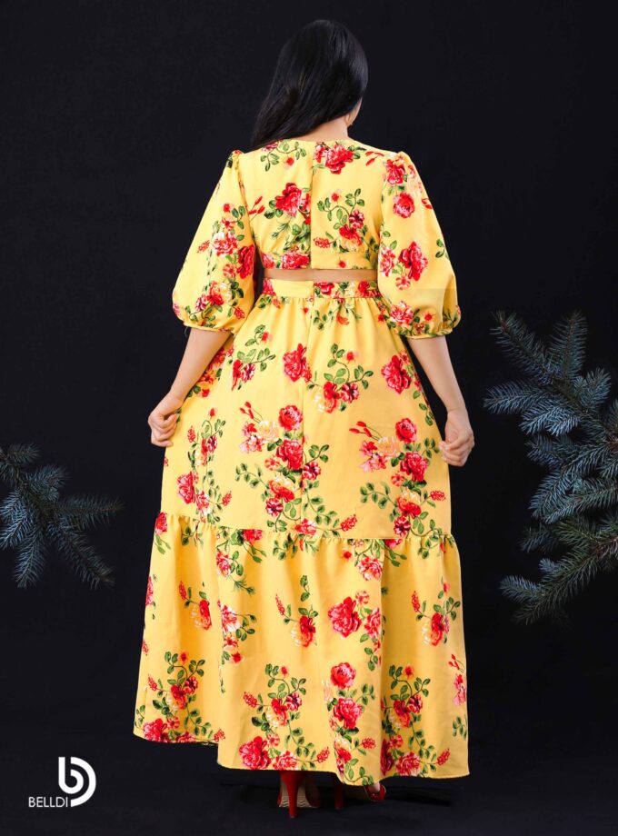 BISHOP SLEEVE V-NECK LONG FROCK