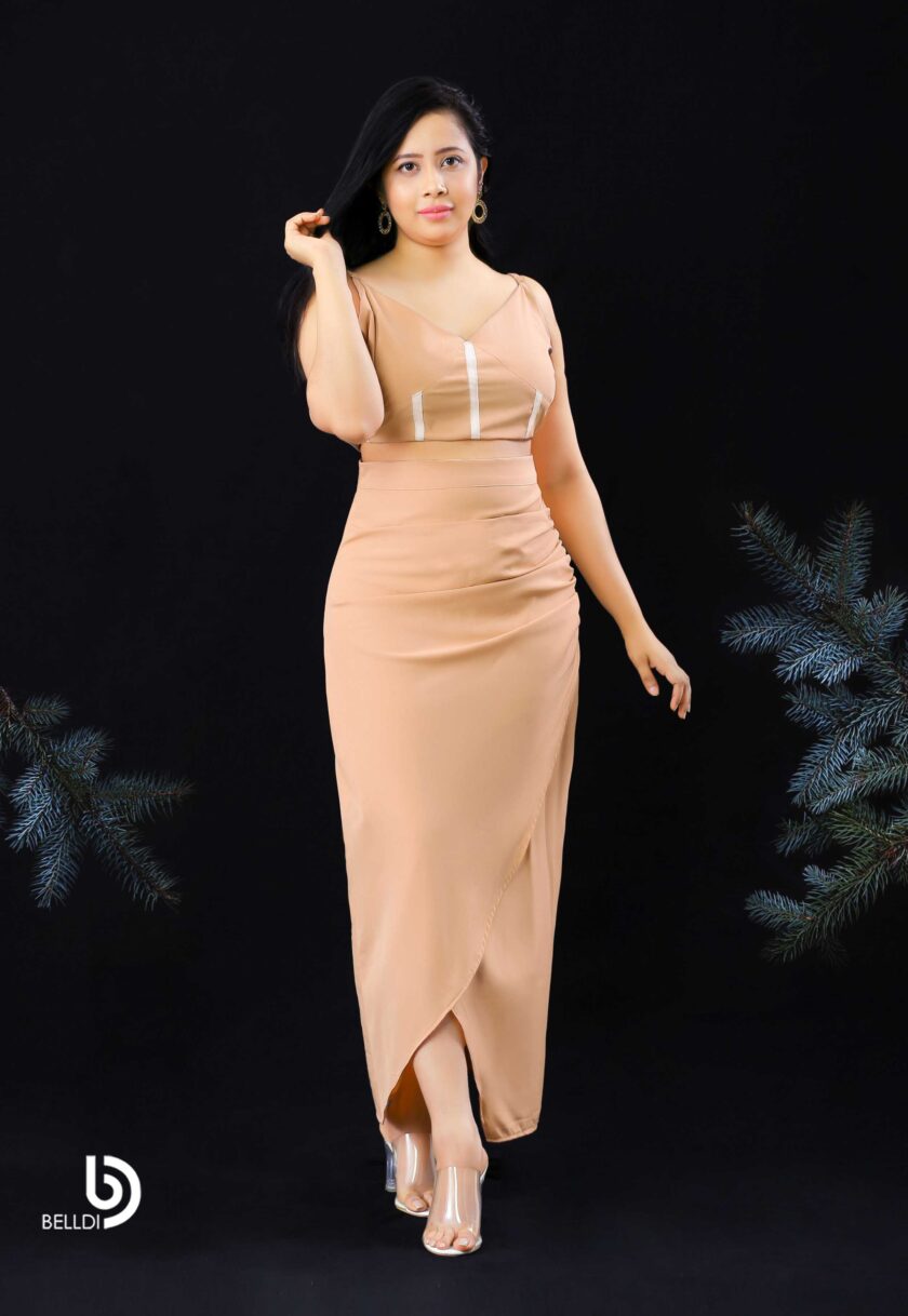 V NECK SPAGHETTI STRAP TOP AND HIGH WAIST SKIRT - Image 2