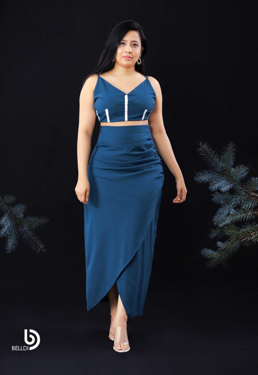 V NECK SPAGHETTI STRAP TOP AND HIGH WAIST SKIRT - Image 2