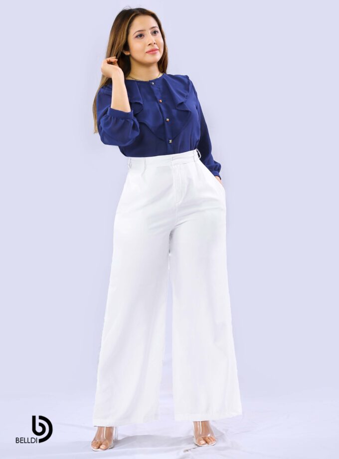 CUFF SLEEVE FRONT OPENED BLOUSE