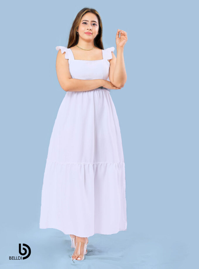 DOUBLE SIDE FRILL LONG DRESS