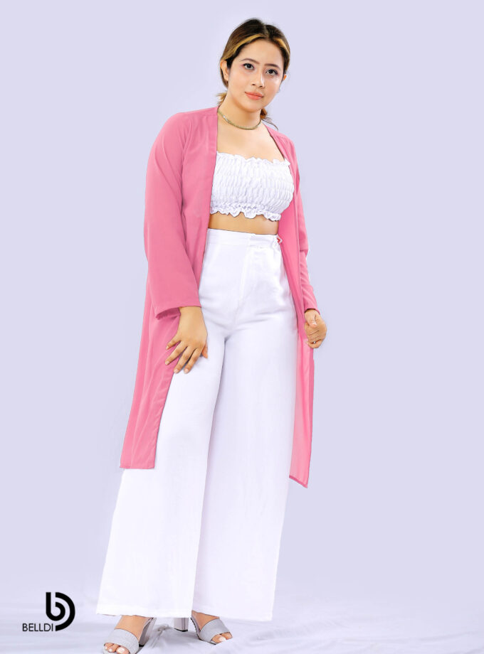 PINK LONG SLEEVE OPEN FRONT CARDIGAN