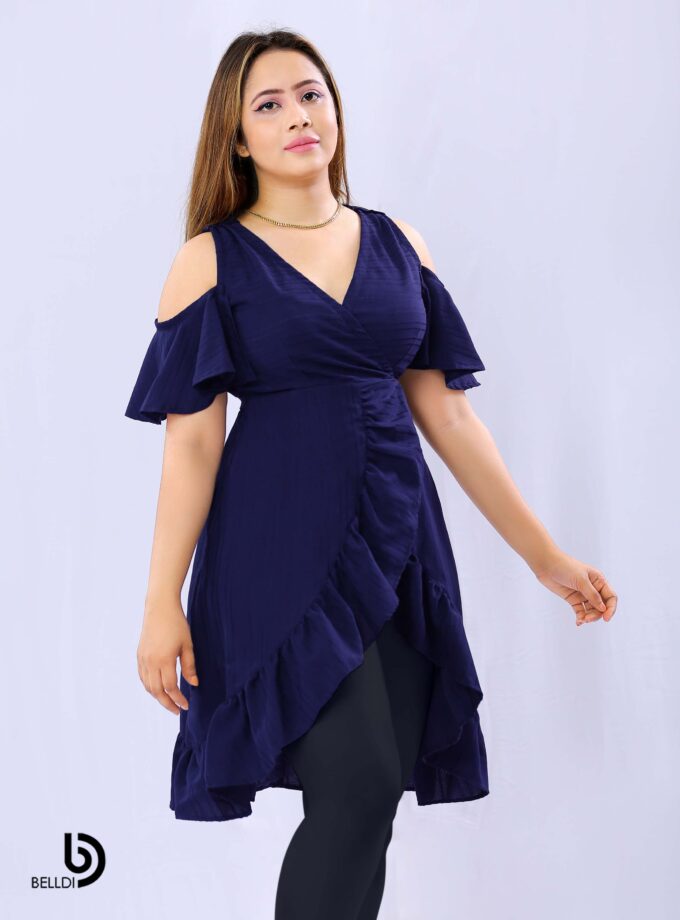 COLD SHOULDER SHORT SLEEVE SHORT DRESS