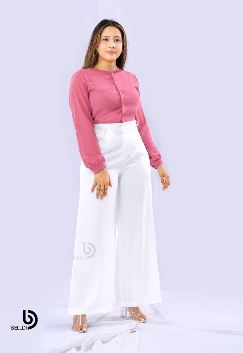 CUFF SLEEVE FRONT OPENED BLOUSE