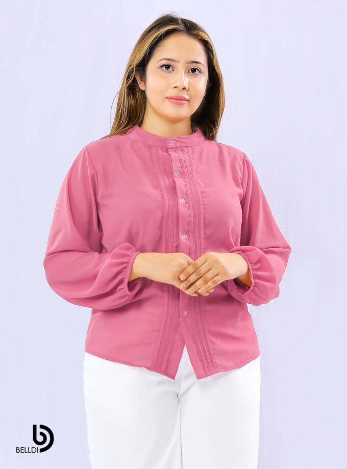 LONG SLEEVE FRONT OPENED BLOUSE