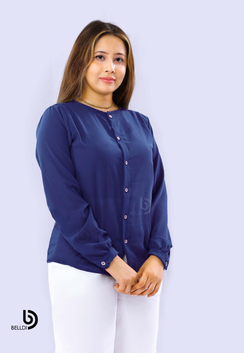 CUFF SLEEVE FRONT OPENED BLOUSE