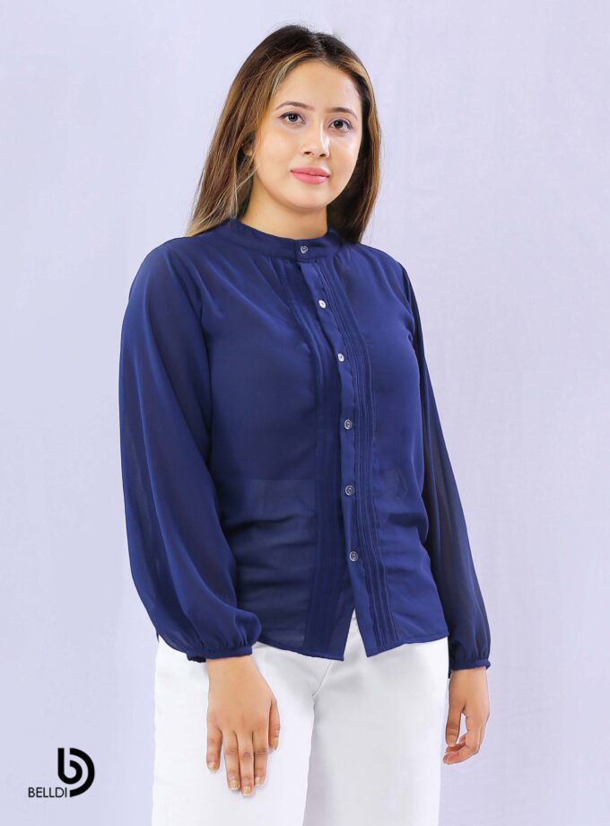 LONG SLEEVE FRONT OPENED BLOUSE