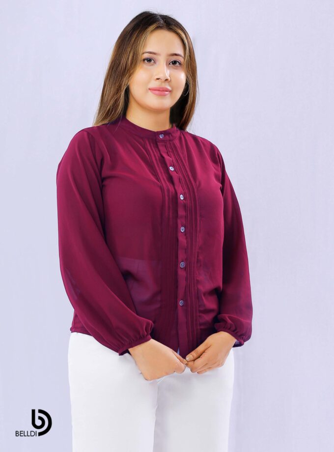 LONG SLEEVE FRONT OPENED BLOUSE