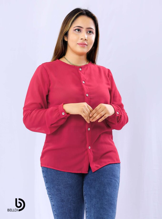CUFF SLEEVE FRONT OPENED BLOUSE