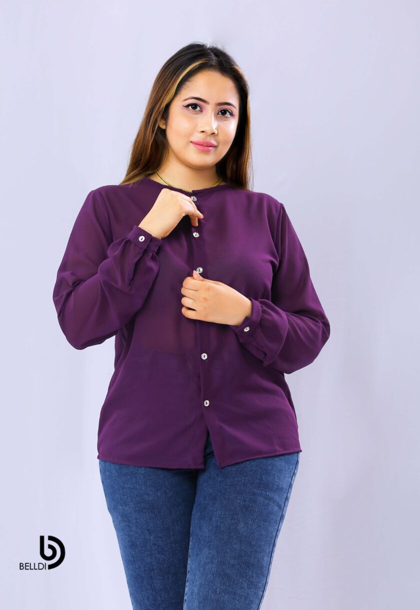 CUFF SLEEVE FRONT OPENED BLOUSE