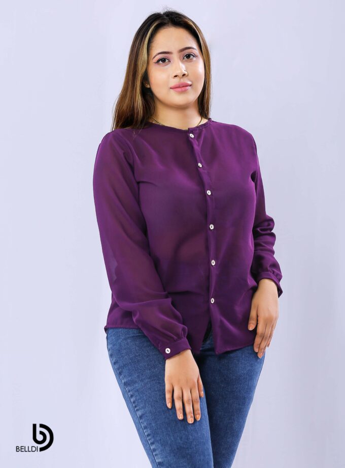 CUFF SLEEVE FRONT OPENED BLOUSE