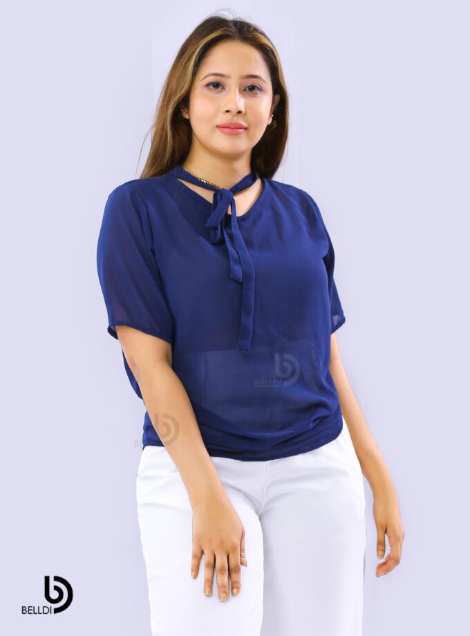 SHORT SLEEVE BLUE TOP