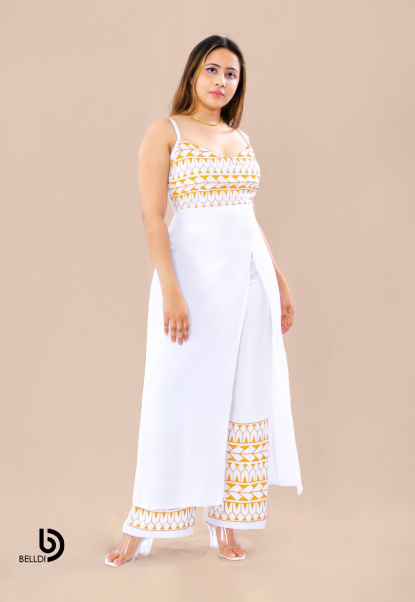 PRINTED SPAGHETTI STRAPS LONG TOP WITH PLAZZO PANT - Image 2