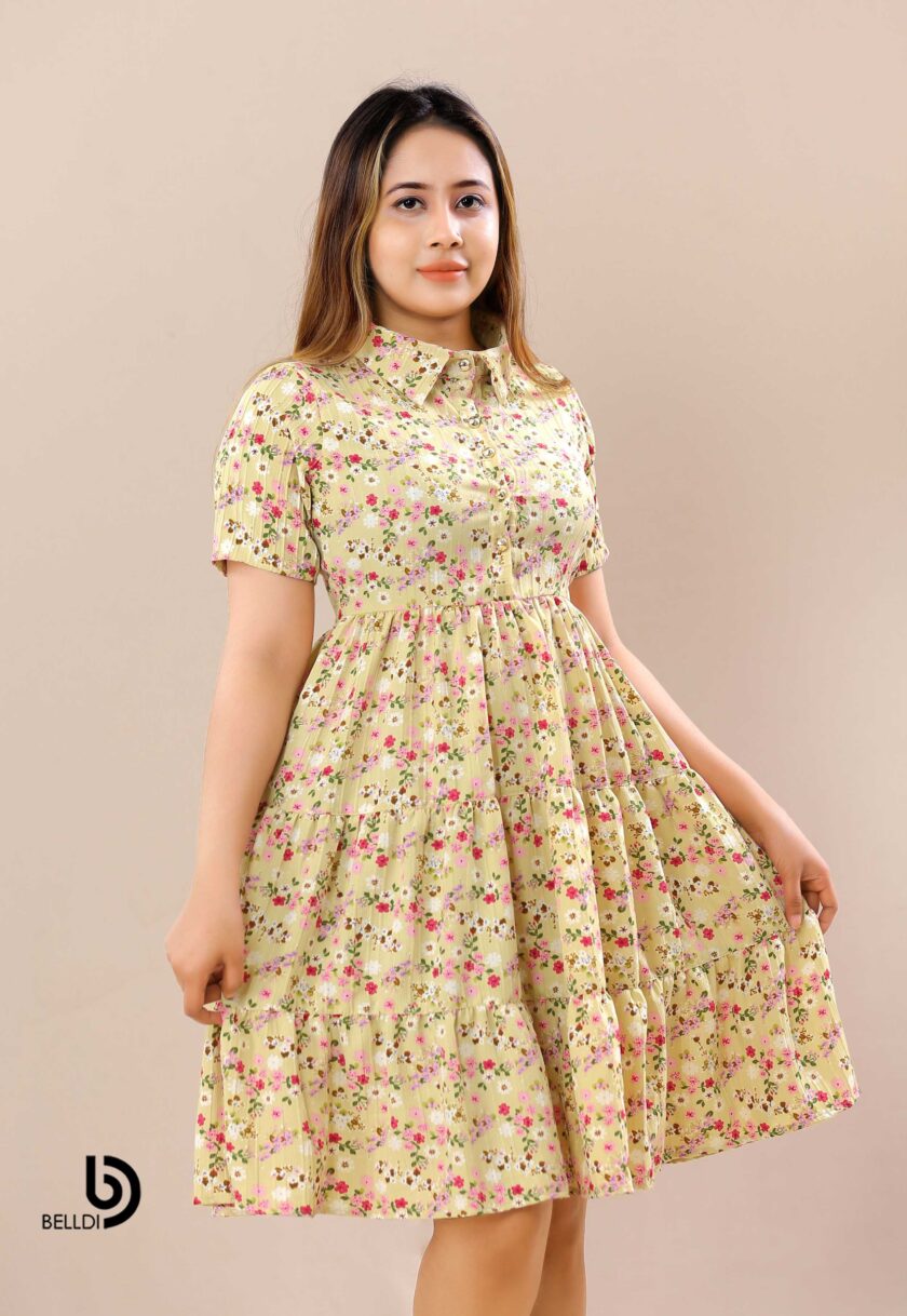 FLORAL SLEEVE SHORT FROCK