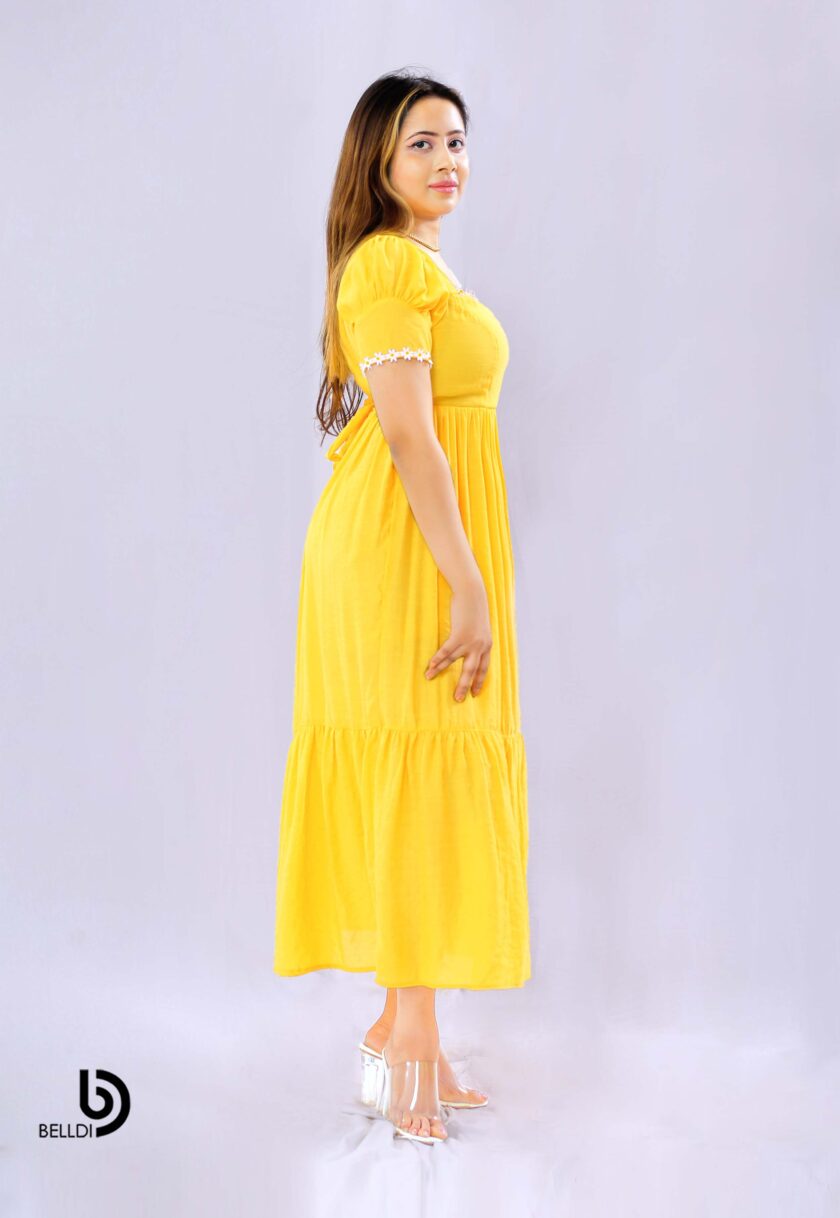 PUFF SLEEVE SQUARE NECK LONG DRESS - Image 2