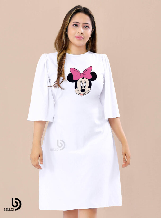 A-LINE SHORT SLEEVE PRINTED SHORT DRESS