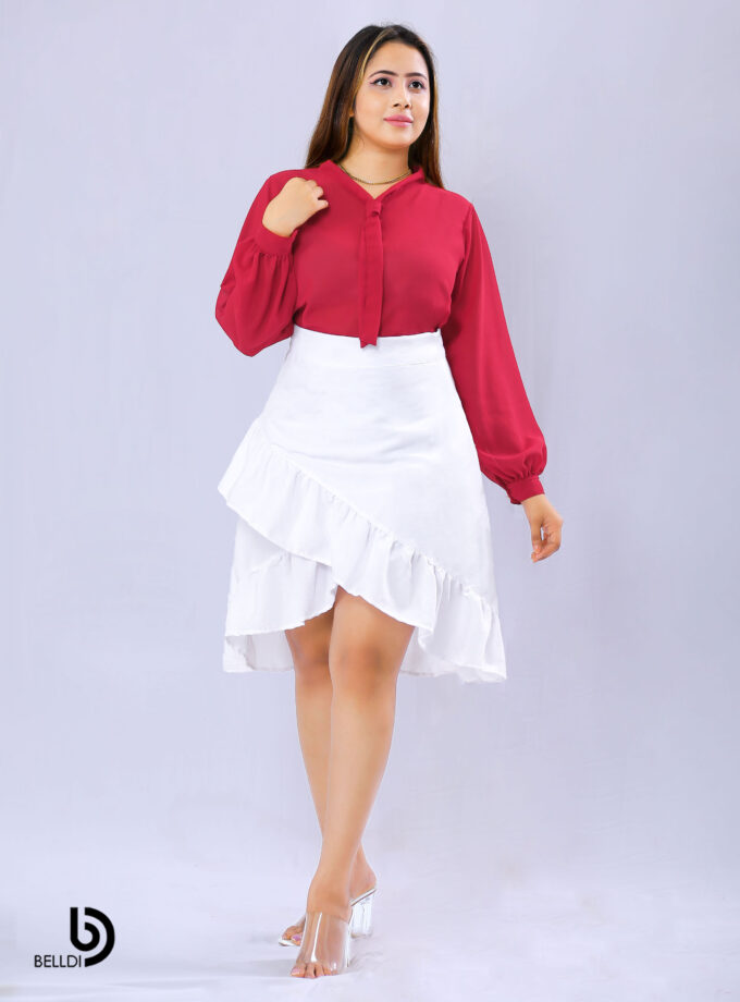CUFF SLEEVE RED TOP