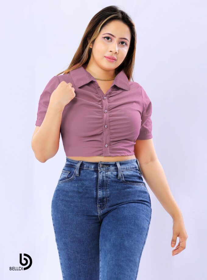 SHORT SLEEVE FRONT OPENED TOP
