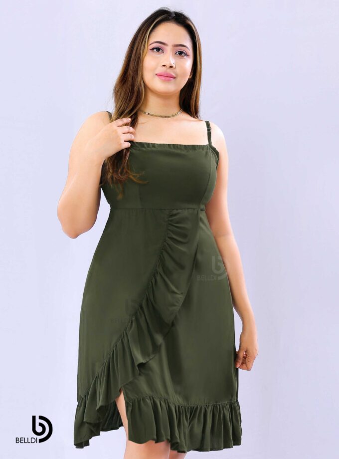 SPAGHETTI STRAP SQUARE NECK SHORT DRESS