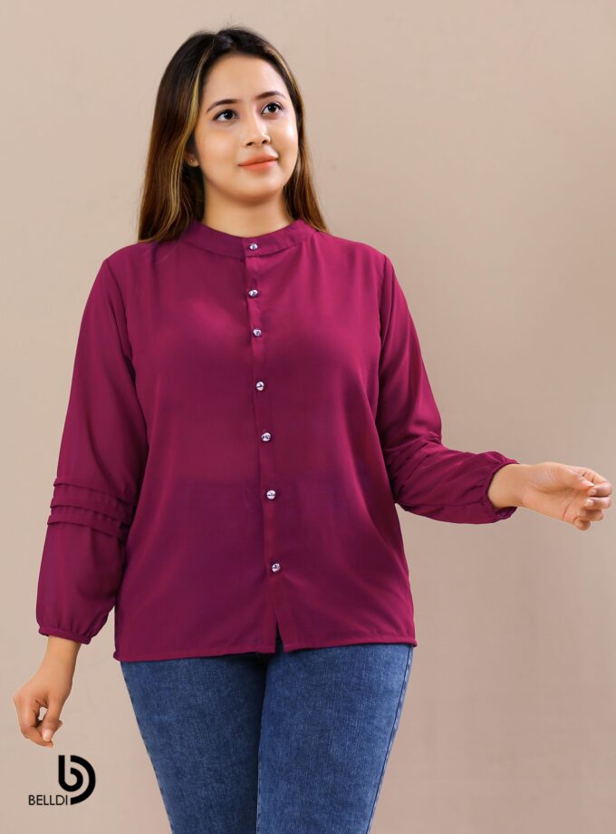LONG SLEEVE FRONT OPEND BLOUSE