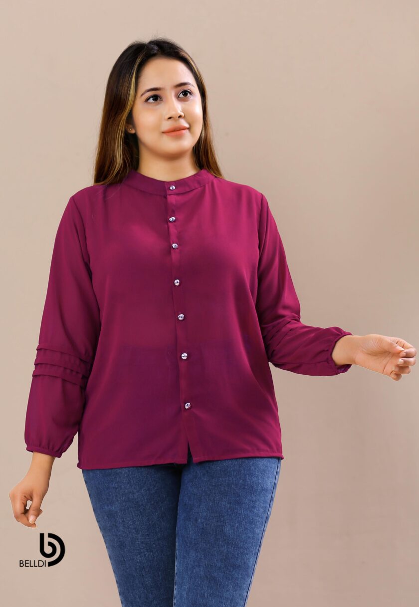 LONG SLEEVE FRONT OPEND BLOUSE - Image 2