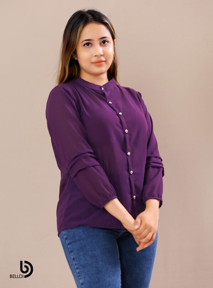LONG SLEEVE FRONT OPEND BLOUSE