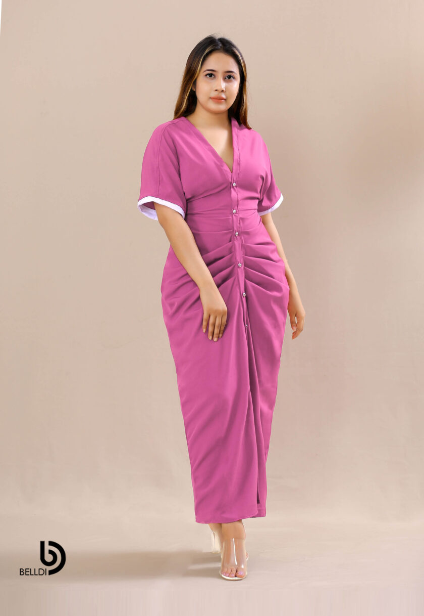 LONG SLEEVE FRONT OPENED DRESS