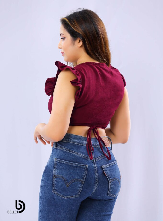 V NECK CROP TOP