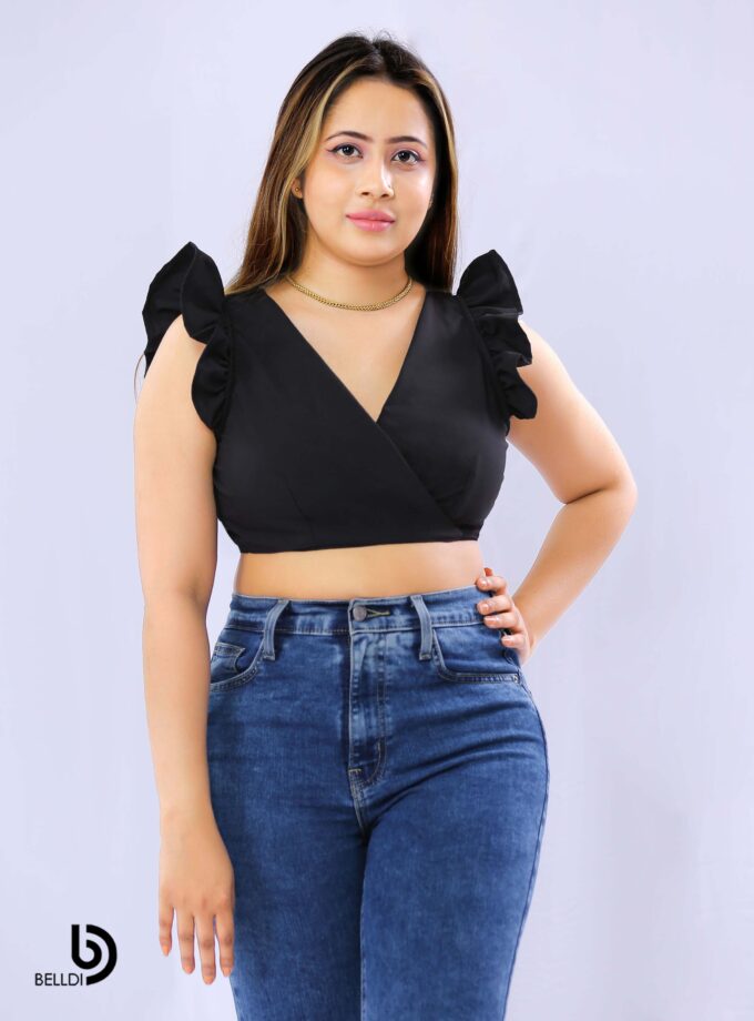 V NECK CROP TOP