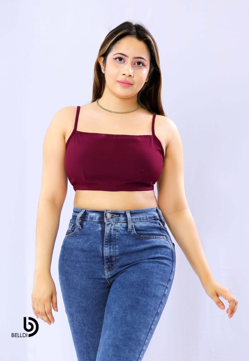 SPAGHETTI STRAP CROP TOP – MAROON