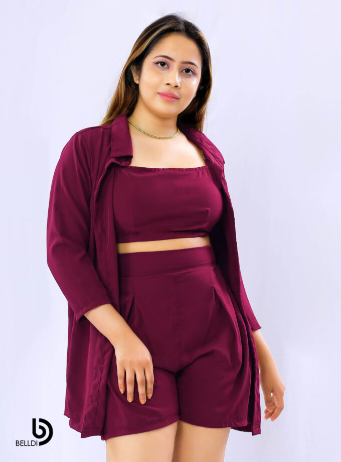 HIGH WAIST SHORT – MAROON COLOUR